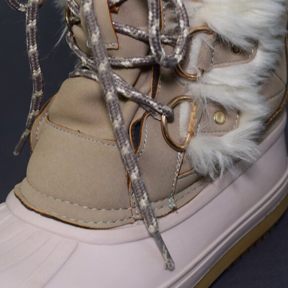Khombu Andalyn Girls Tall Winter Snow Boot Faux Fur Lace Up Zipper Pink Beige 4 - Picture 11 of 12